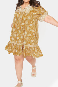 Thumbnail for Old Navy - Puff-Sleeve Printed Mini Swing Dress