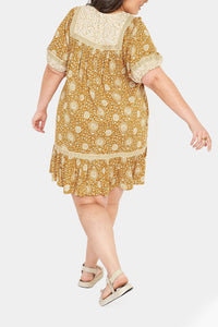 Thumbnail for Old Navy - Puff-Sleeve Printed Mini Swing Dress