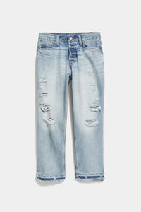 Thumbnail for Old Navy - High-Waisted Slouchy Straight Distressed Cut-Off Non-Stretch Jeans for Women