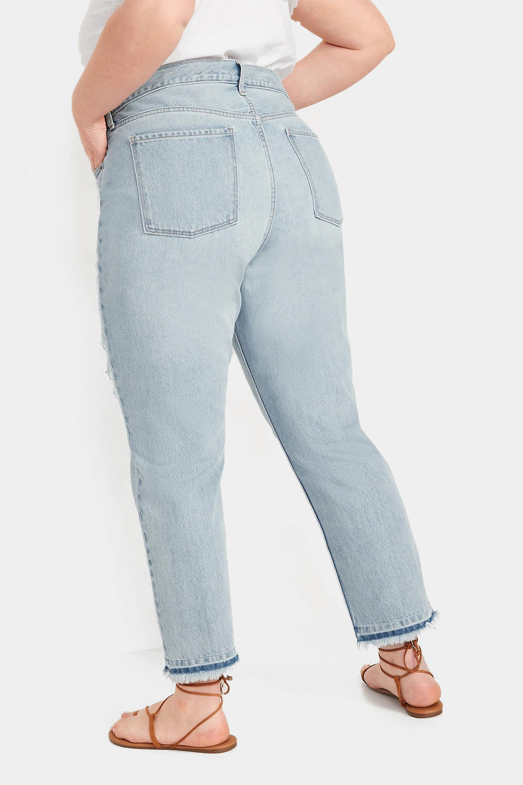 Old Navy - High-Waisted Slouchy Straight Distressed Cut-Off Non-Stretch Jeans for Women