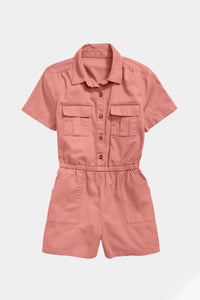 Thumbnail for Old Navy - Twill Utility-Pocket Short-Sleeve Romper For Girls
