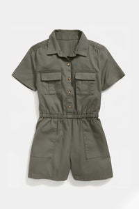 Thumbnail for Old Navy - Twill Utility-Pocket Short-Sleeve Romper For Girls