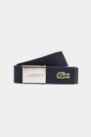 Lacoste - Made In France Engraved Buckle Woven Fabric Belt