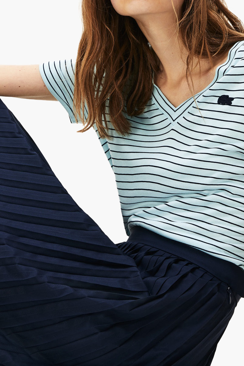 Lacoste - Women's Crew Neck Striped Cotton T-Shirt